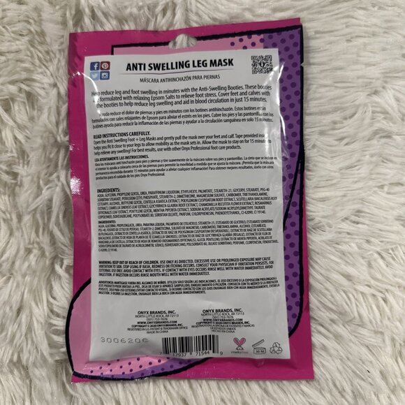 Onyx Bathouse Anti Swelling Foot + Leg Masks 15 Min to Bliss set of 3 - Picture 3 of 6